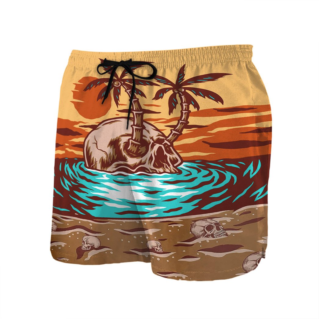 Skull Summer Beach Sunset Custom Hawaii Shirt 15