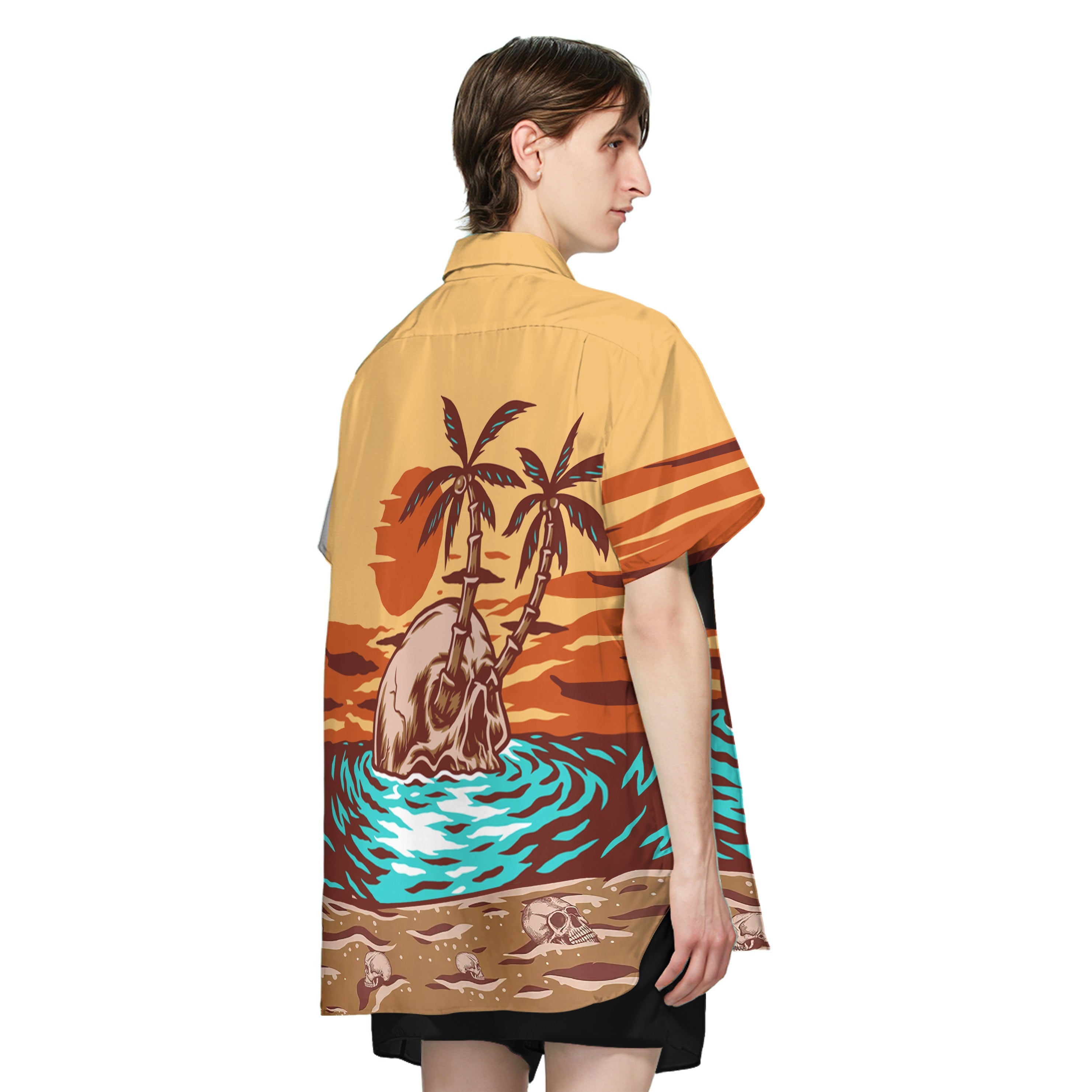 Skull Summer Beach Sunset Custom Hawaii Shirt 5