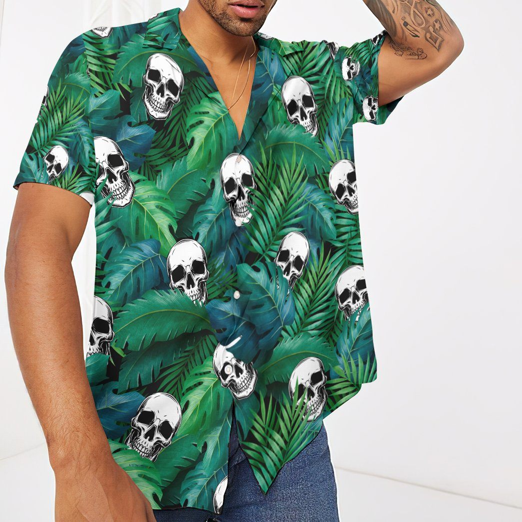 Skull Tropical Hawaiian Custom Short Sleeve Shirt 5