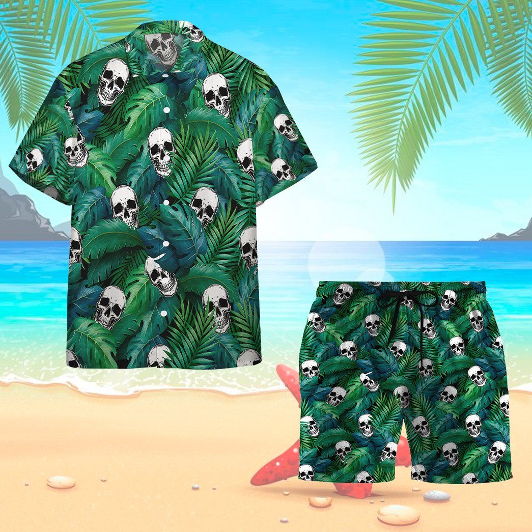 Skull Tropical Hawaiian Custom Short Sleeve Shirt