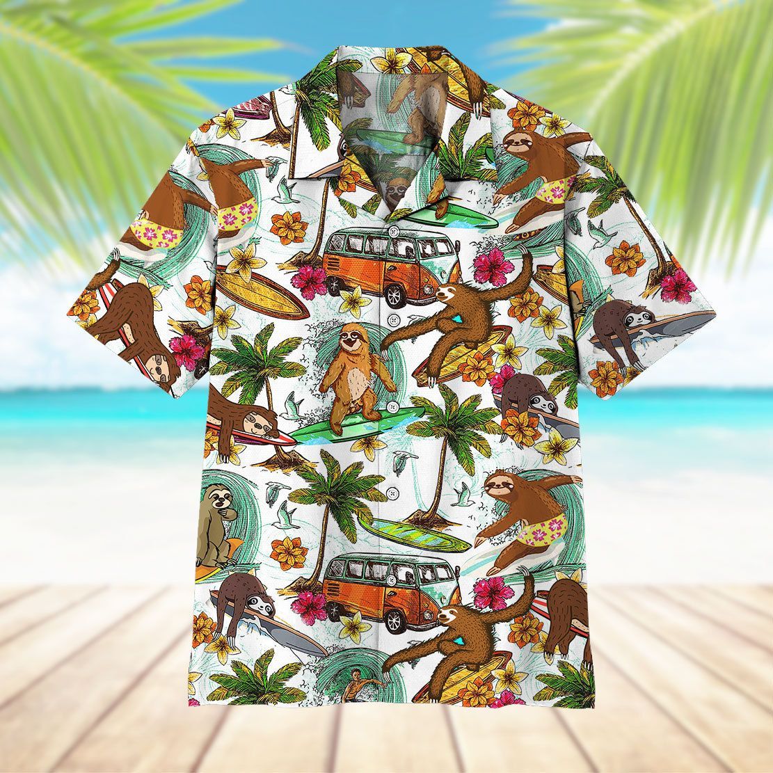 Sloth Surfing Hawaii Shirt 7