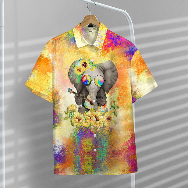 Sunflower Elephant Hippie Hawaii Shirt
