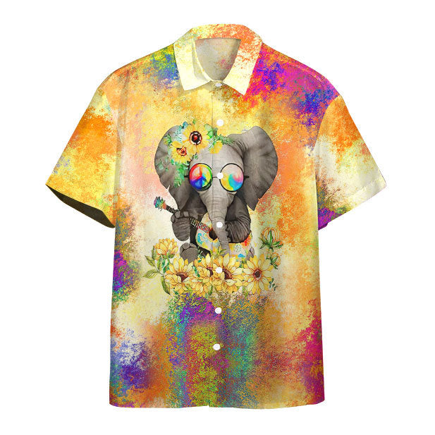 Sunflower Elephant Hippie Hawaii Shirt