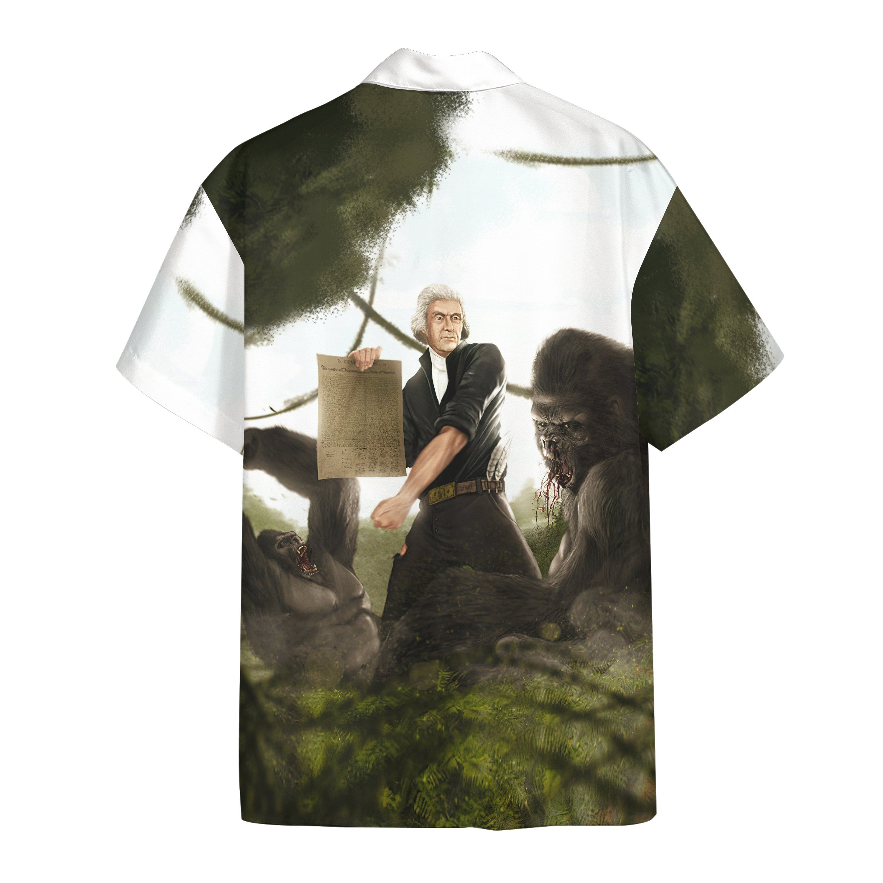 Thomas Jefferson Battling A Gorilla Custom Short Sleeve Shirt 1