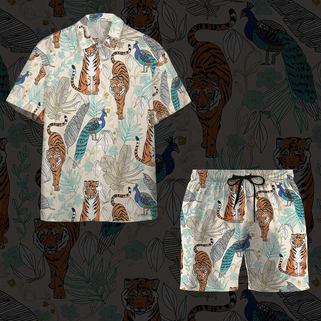 Tiger And Peacock Tropical Custom Hawaii Shirt 25
