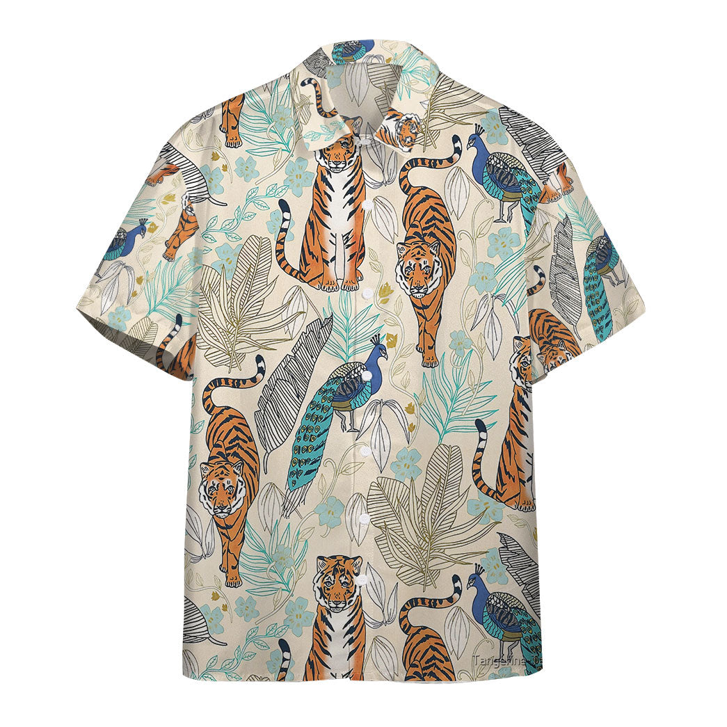 Tiger And Peacock Tropical Custom Hawaii Shirt