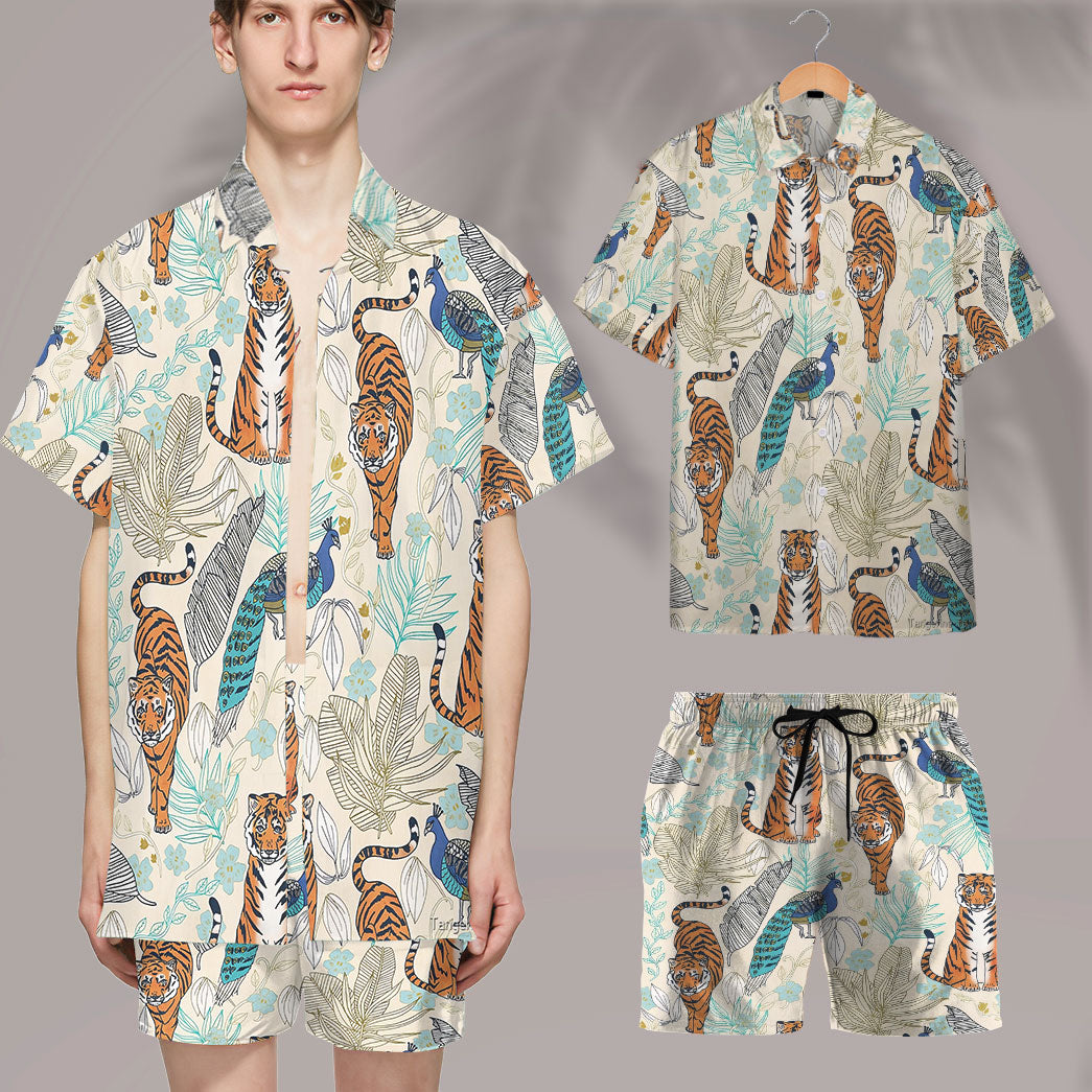 Tiger And Peacock Tropical Custom Hawaii Shirt 11