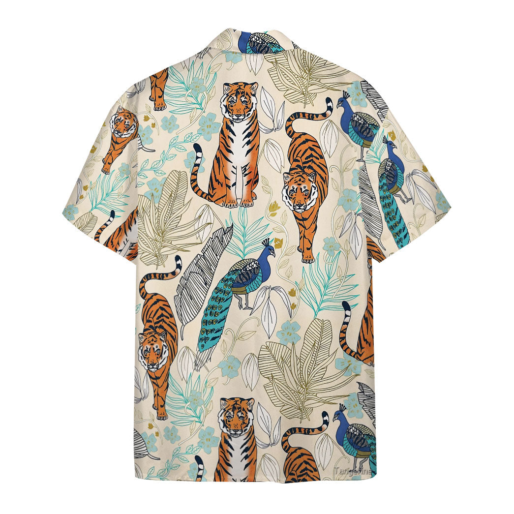 Tiger And Peacock Tropical Custom Hawaii Shirt 1