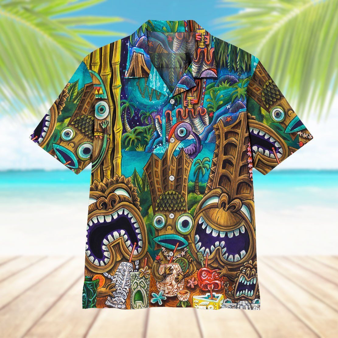 Tiki At Jungle Night Hawaii Shirt