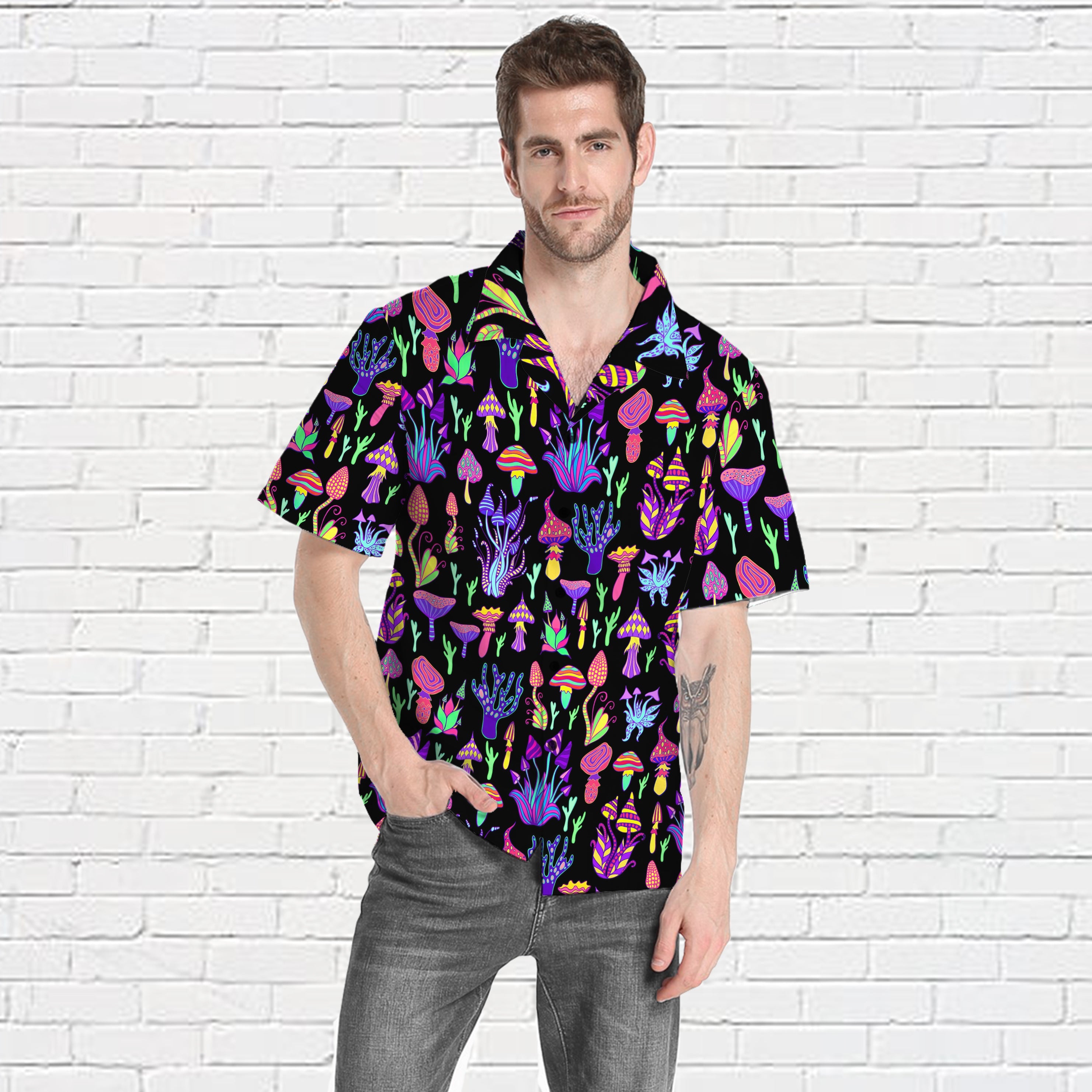 Trippy Shrooms Hippie Fashion Custom Hawaii Shirt