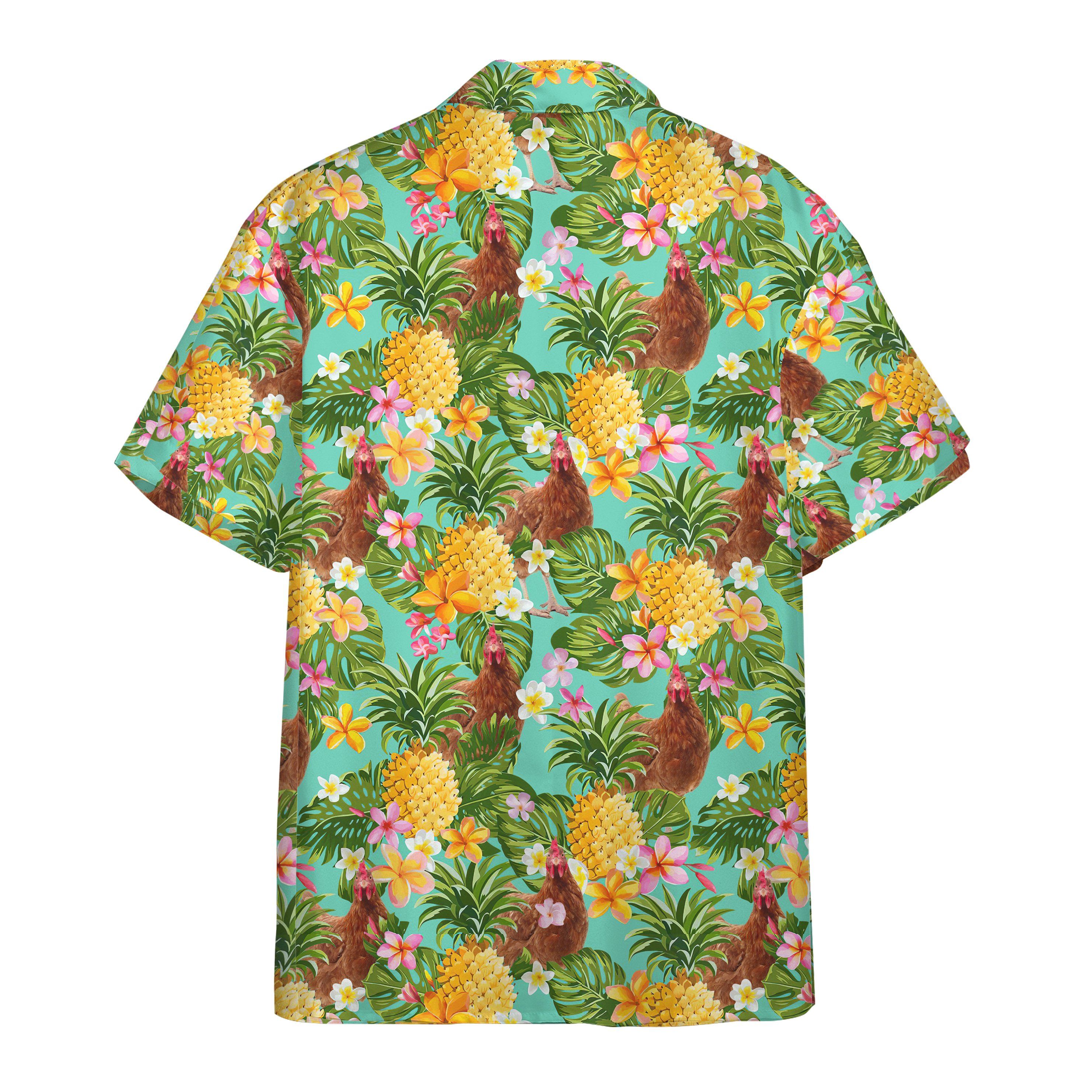 Tropical Chicken Pineapple Custom Short Sleeve Shirts