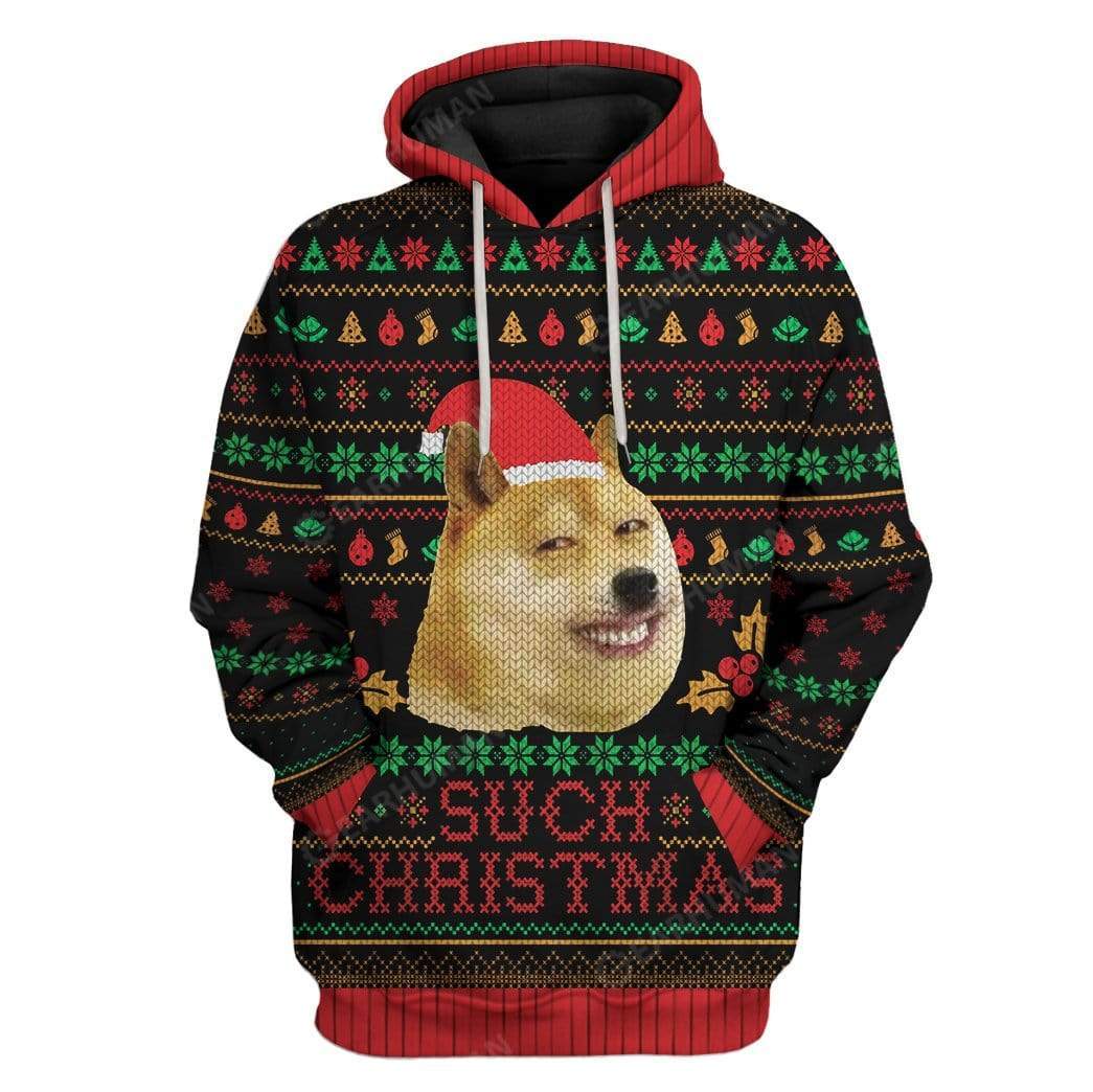 Ugly Christmas Internet Shiba Inu Meme Such Hoodie T-Shirts Apparel