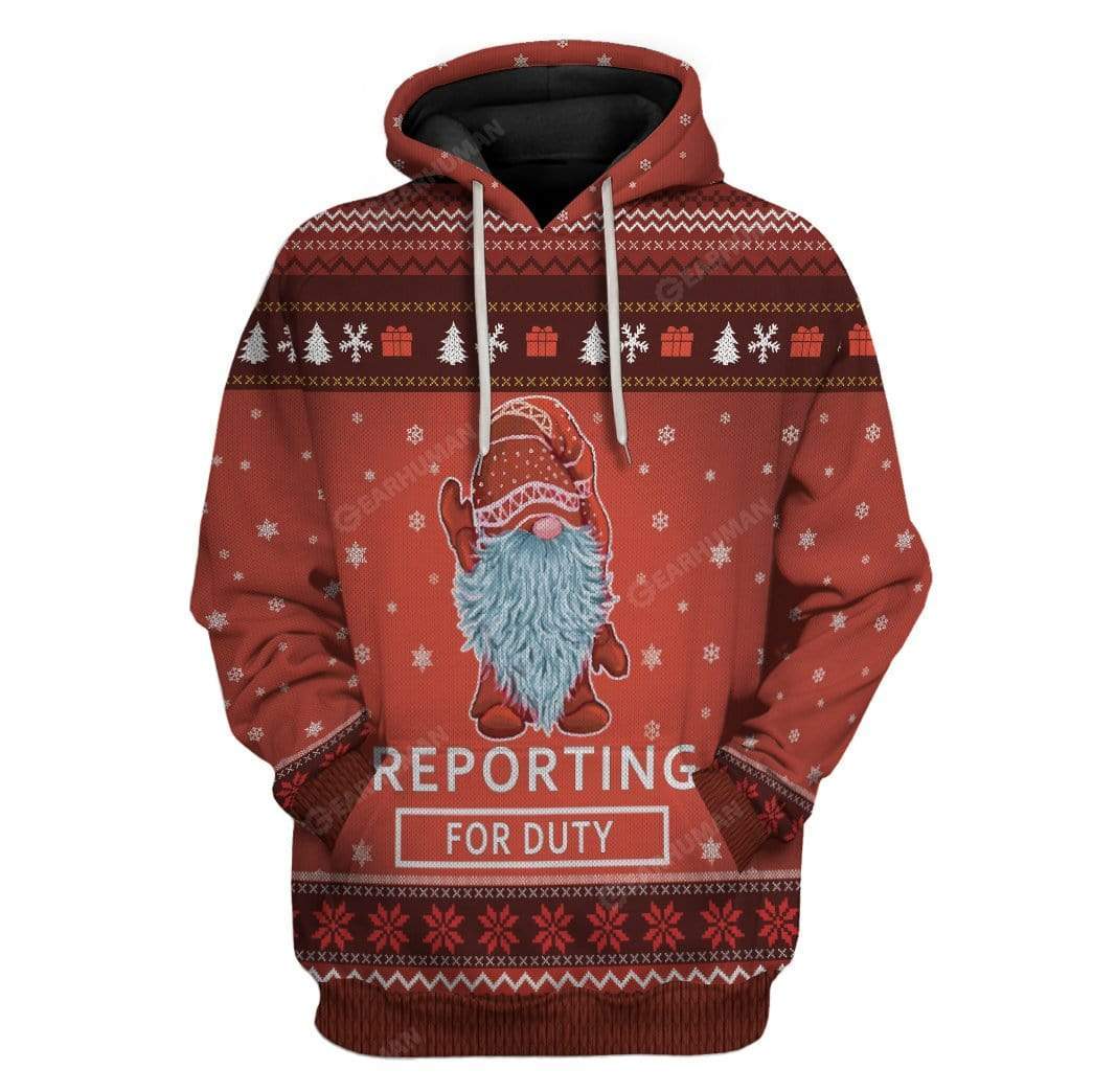 Ugly Christmas Reporting For Duty Hoodie T-Shirts Apparel