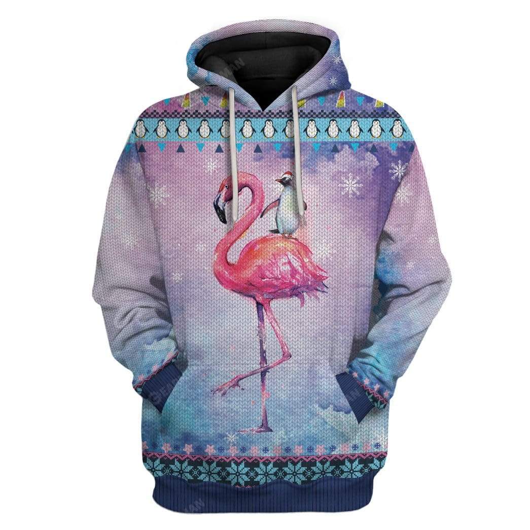 Ugly Peguin Riding Flamingo Christmas Custom Hoodie T-Shirts Apparel