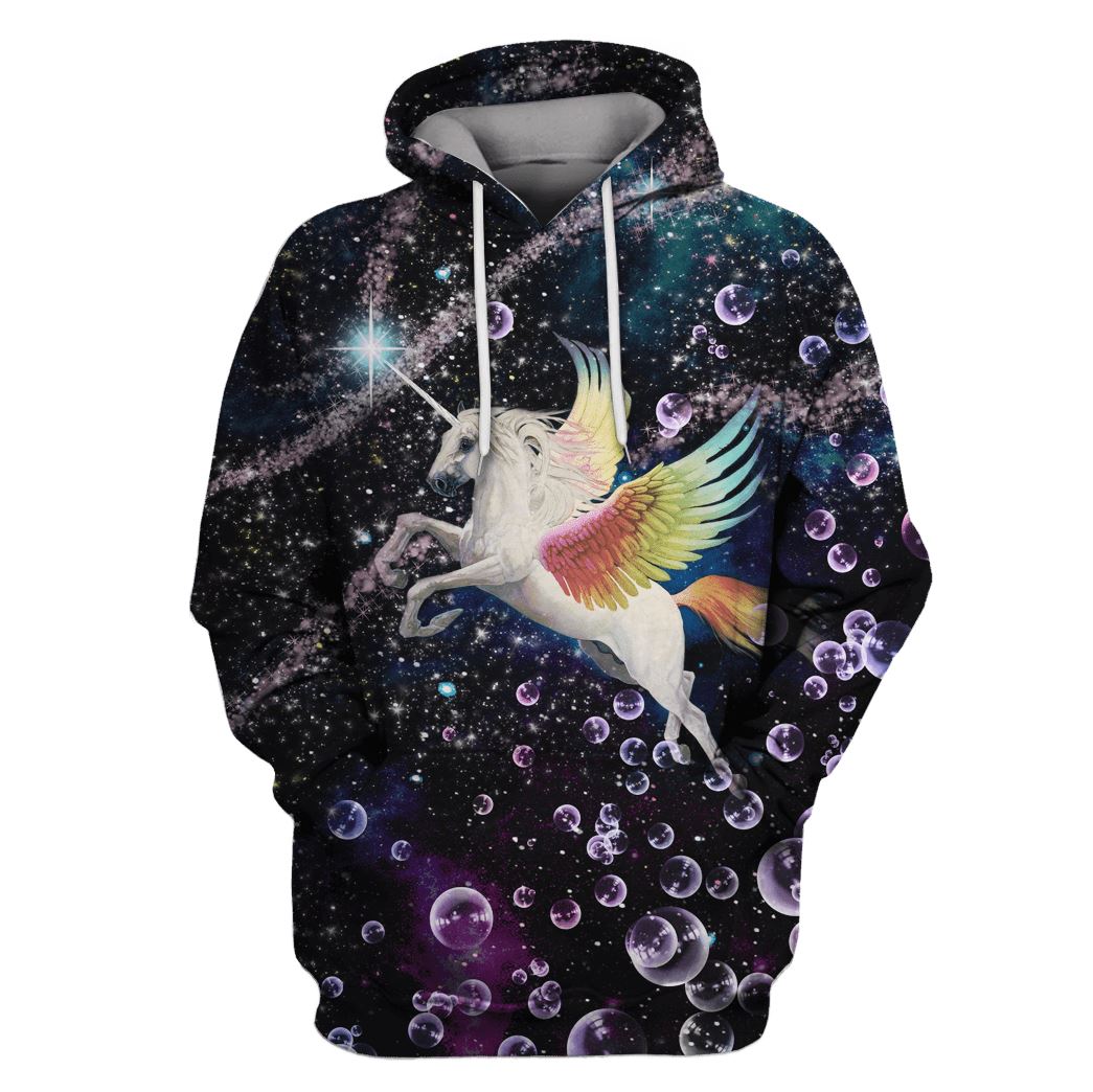 Unicorn Flying Into Galaxy Custom T-shirt – Hoodies Apparel