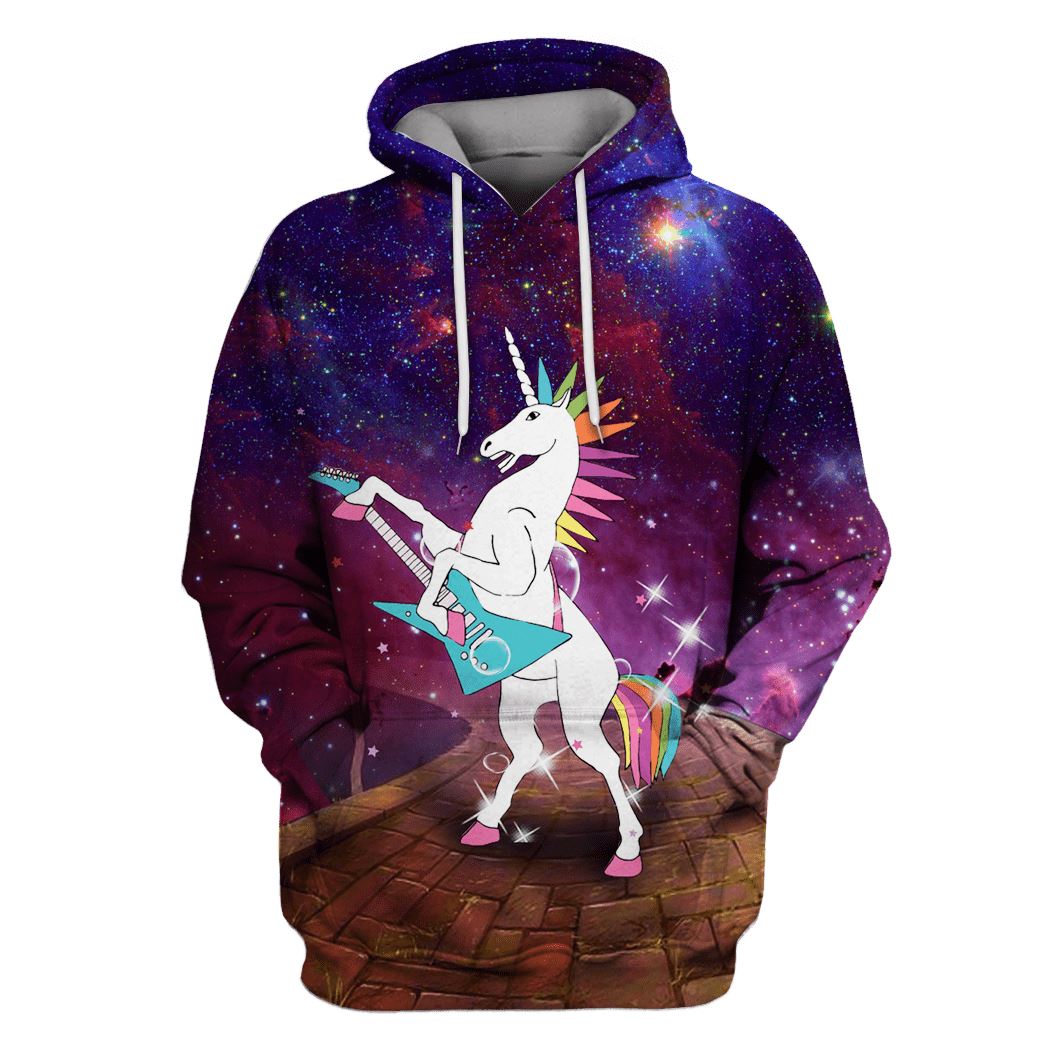 Unicorn Playing Music OuterSpace Custom T-shirt – Hoodies Apparel