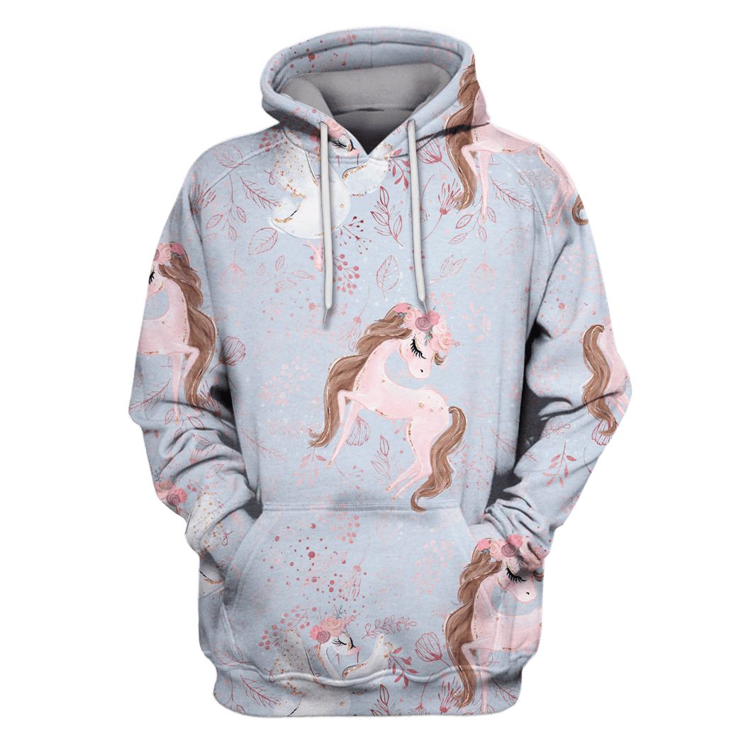 Unicorn with flowers Custom T-shirt – Hoodies Apparel