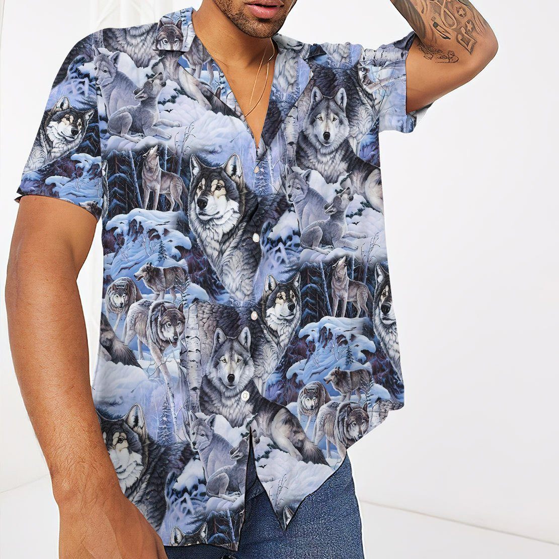 Wolf Hawaii Shirt - Vintage Aloha Shirt
