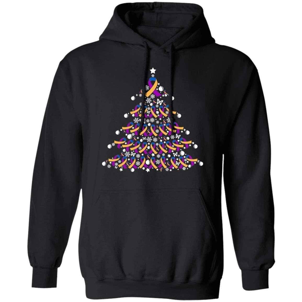 Christmas Hoodie Bladder Cancer Awareness Xmas Tree Hoodie