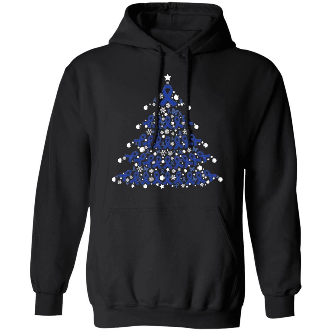 Christmas Hoodie Colon Cancer Awareness Xmas Tree Hoodie