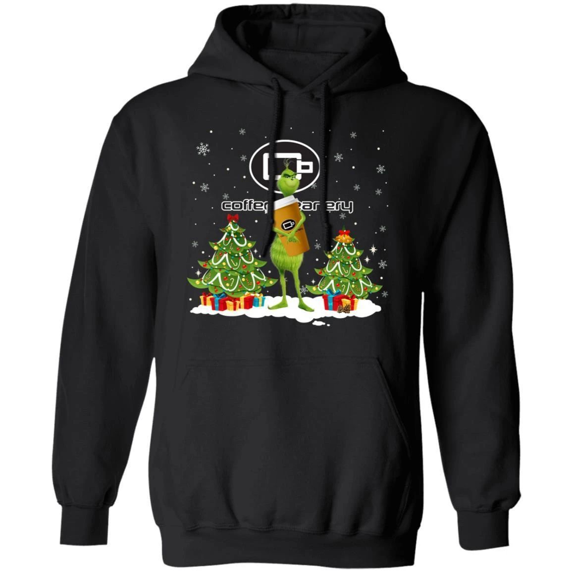 Christmas Hoodie Grinch Holding Coffee Beanery Xmas Hoodie