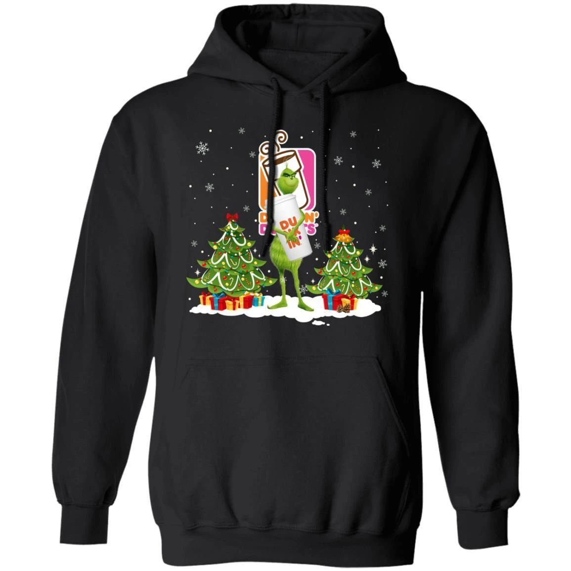 Christmas Hoodie Grinch Holding Dunkin’ Coffee Xmas Hoodie