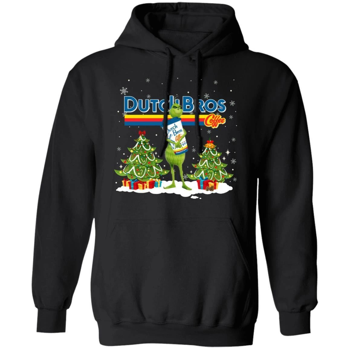 Christmas Hoodie Grinch Holding Dutch Bros Coffee Xmas Hoodie