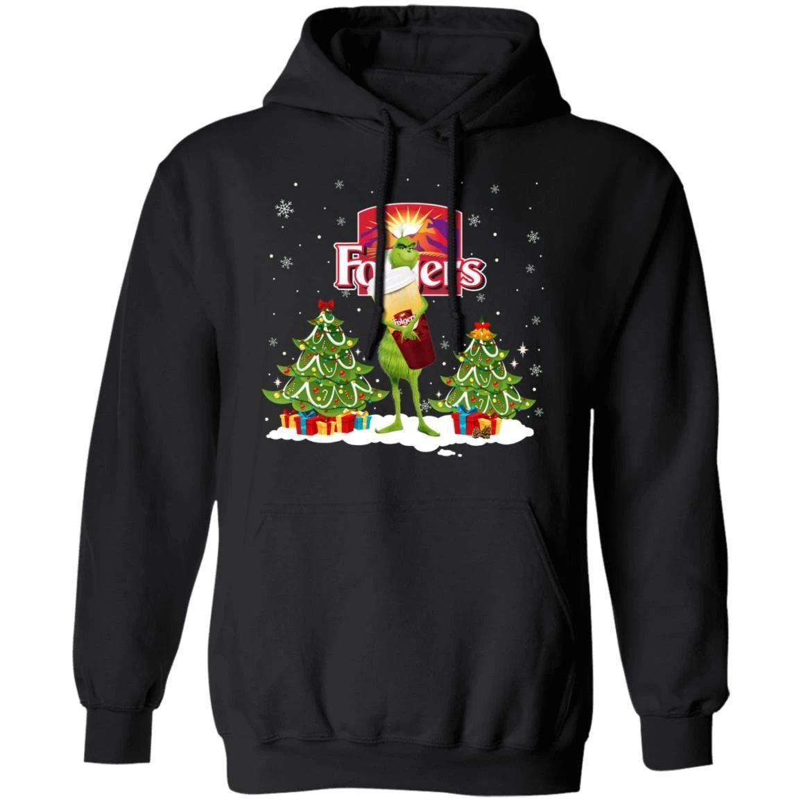 Christmas Hoodie Grinch Holding Folgers Coffee Xmas Hoodie