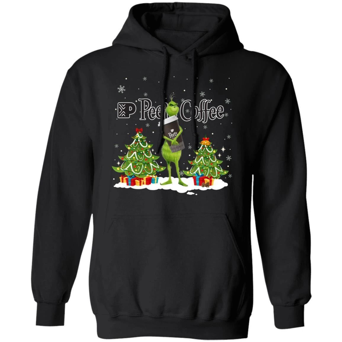 Christmas Hoodie Grinch Holding Peet’s Coffee Xmas Hoodie