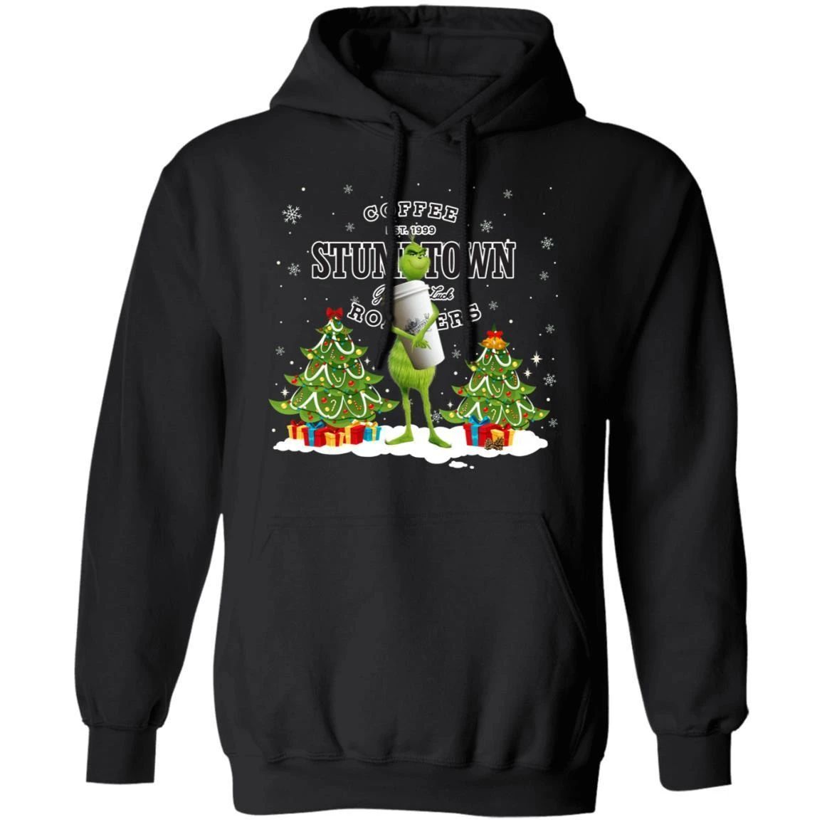 Christmas Hoodie Grinch Holding Stumptown Coffee Xmas Hoodie