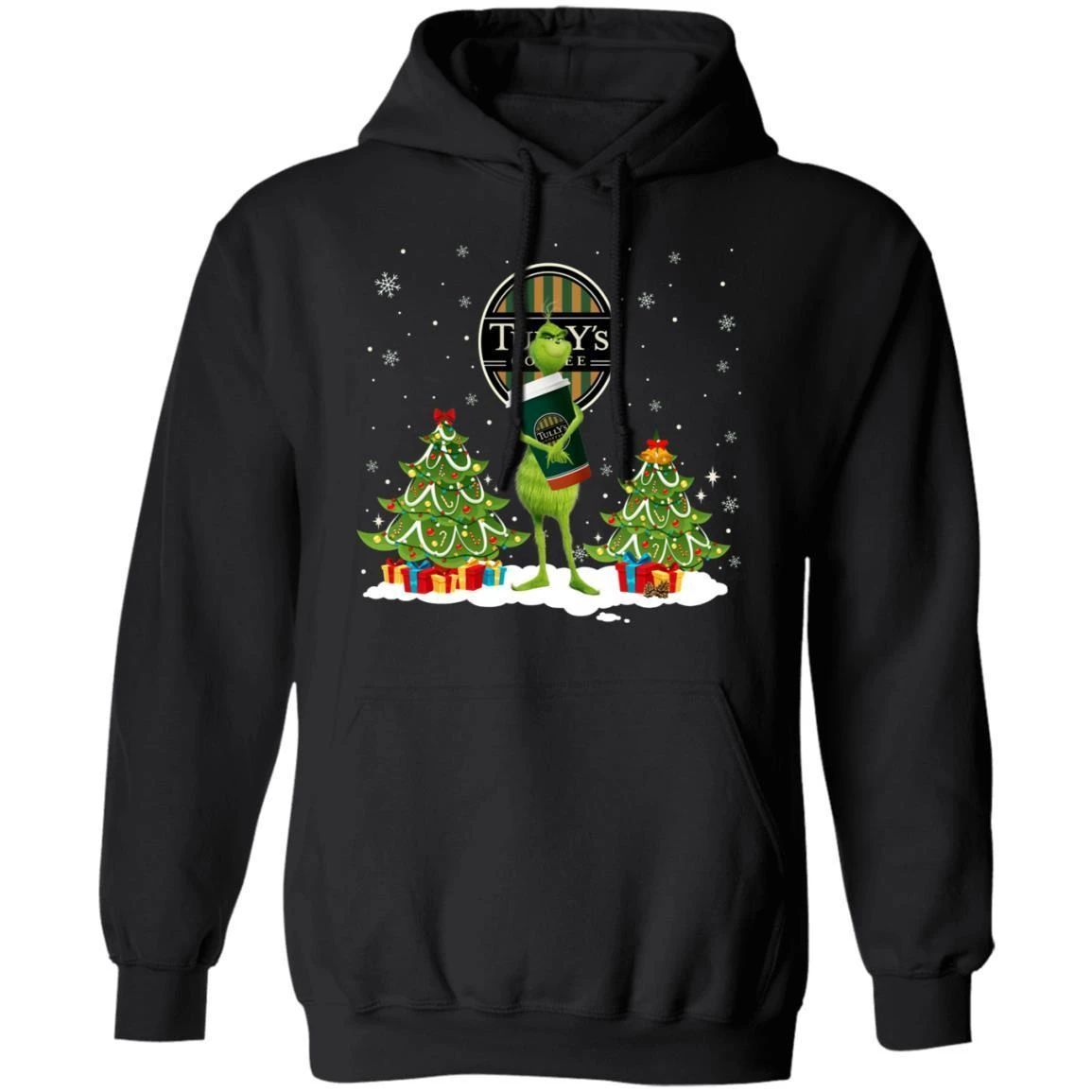 Christmas Hoodie Grinch Holding Tully’s Coffee Xmas Hoodie