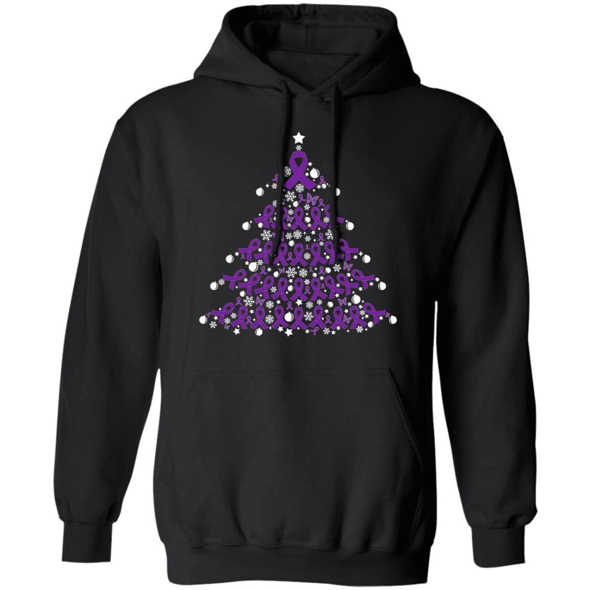 Christmas Hoodie Pancreatic Cancer Awareness Xmas Tree Hoodie