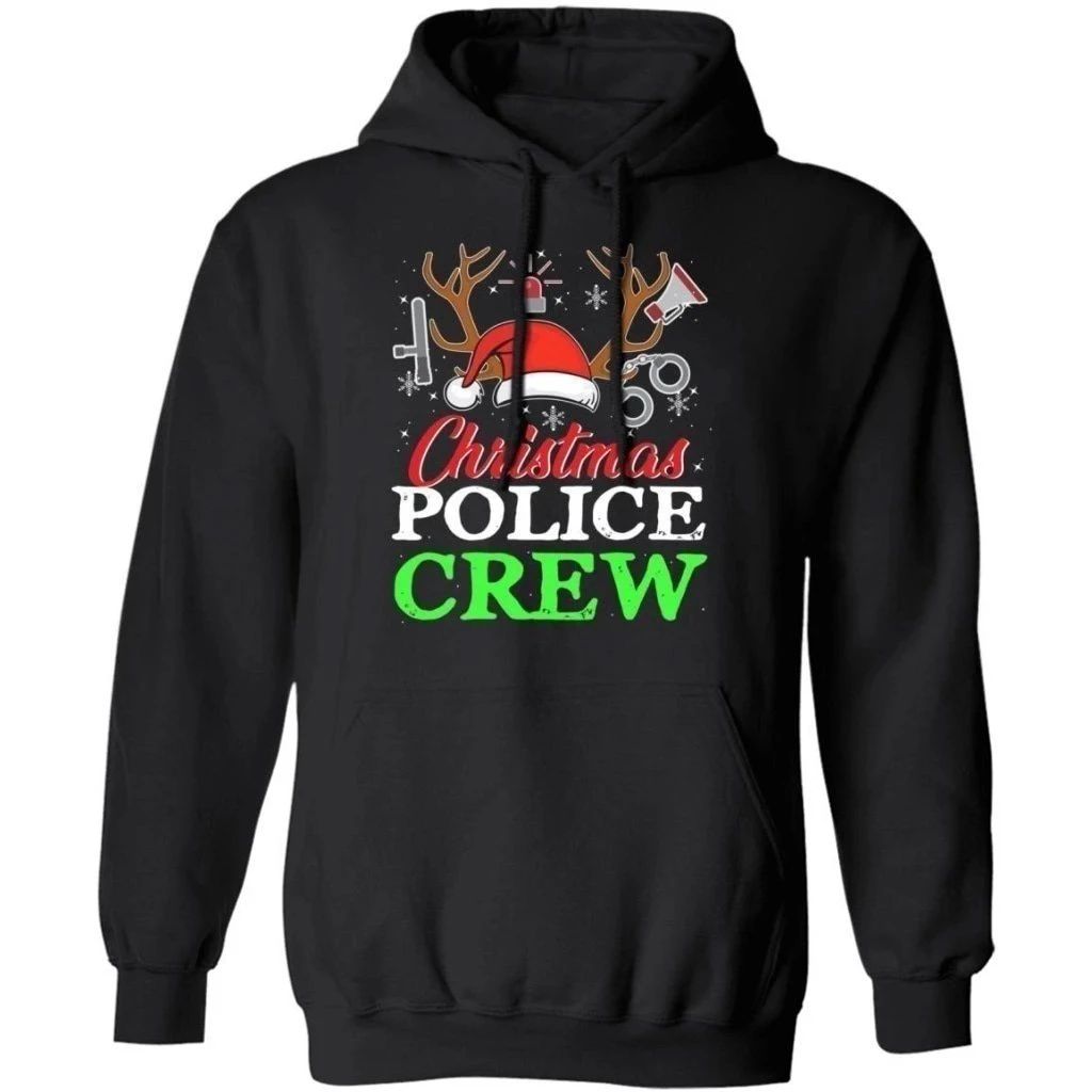 Christmas Hoodie Police Crew Reindeer Sweater Xmas Gift Shirt