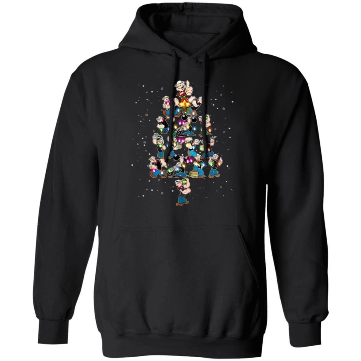 Christmas Tree Popeye Hoodie Funny Xmas Gift Shirt Idea