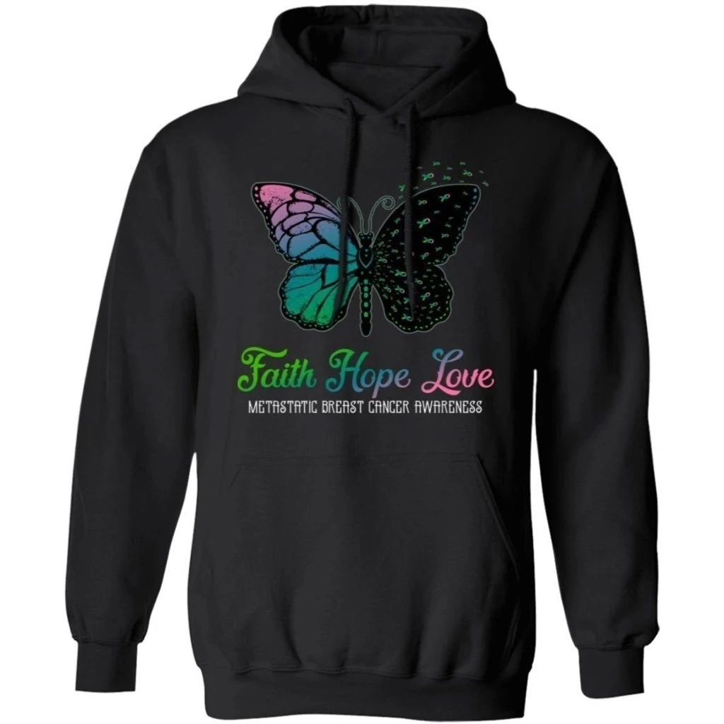 Faith Hope Love Butterfly Metastatic Breast Cancer Awareness Shirt