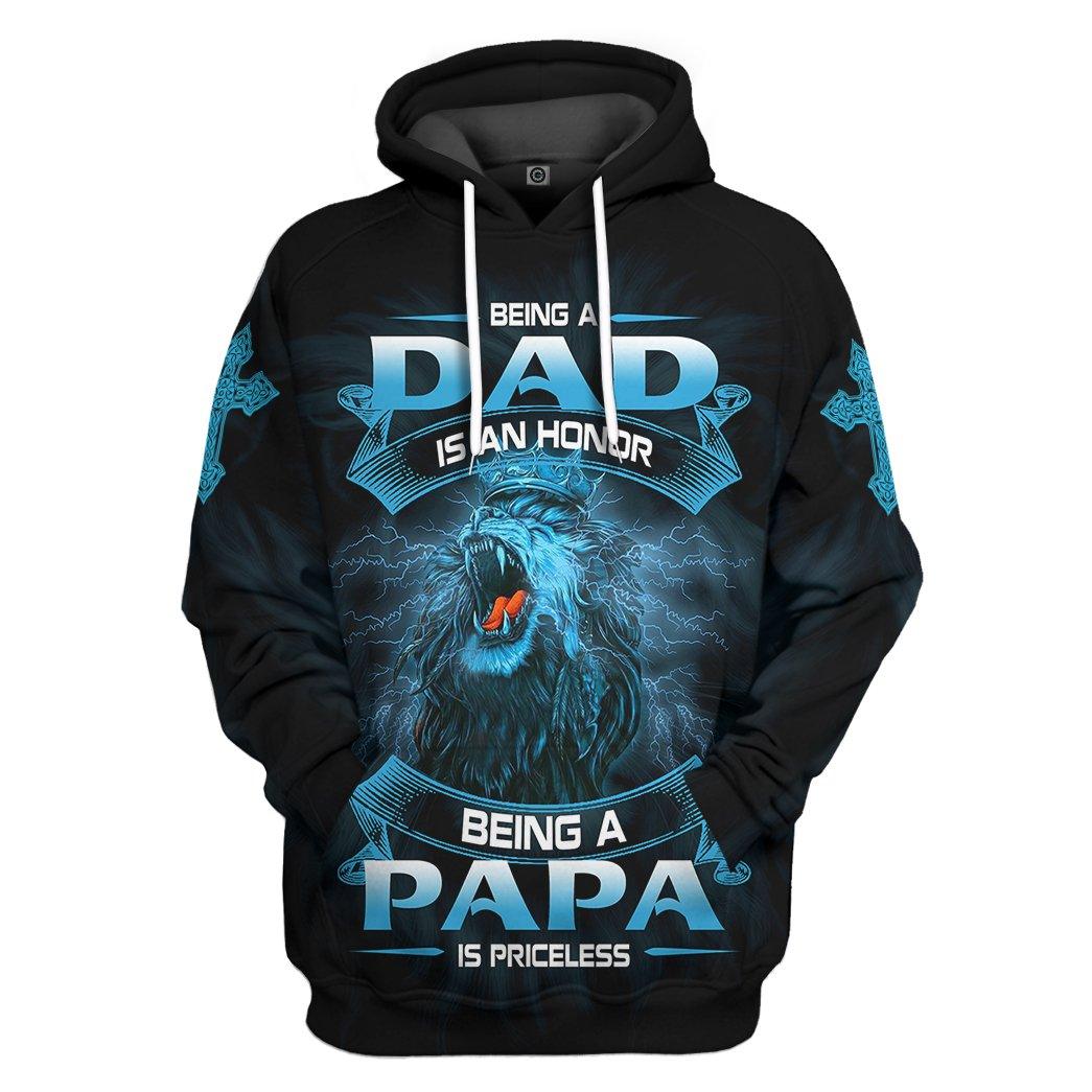 Being A Papa Is Priceless Lion Fathers Day Gift All Over Print T-Shirt Hoodie Fan Gifts Idea