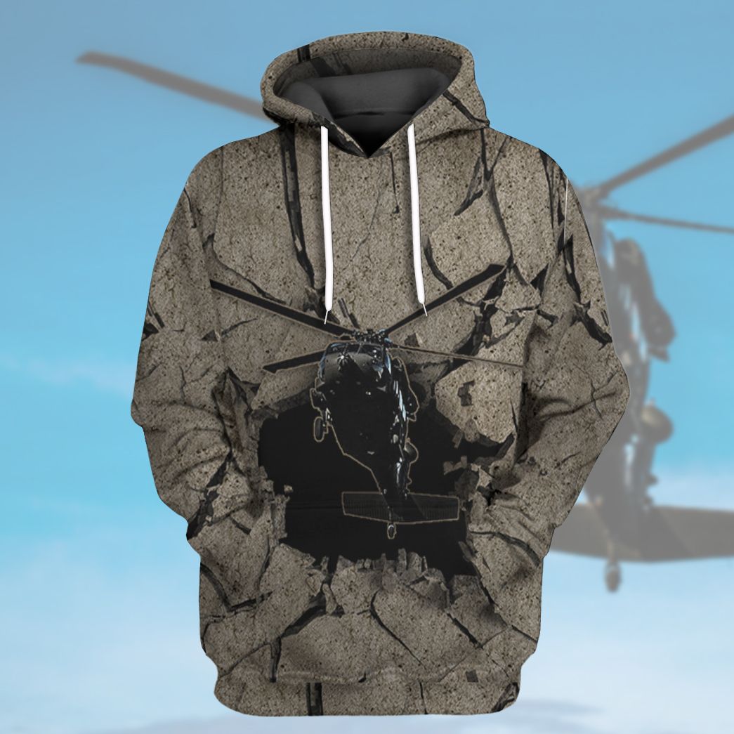 Helicopter Flying Through Tshirt Hoodie Apparel