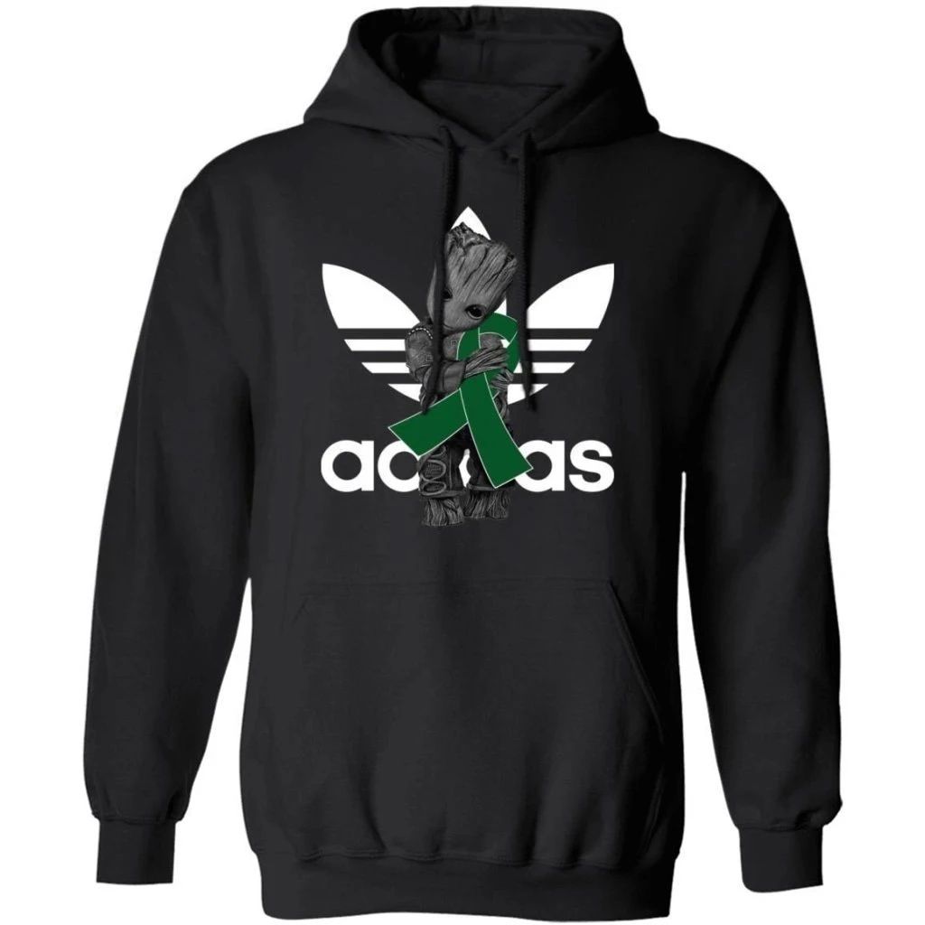 Groot Hugging Emerald Green Ribbon Liver Cancer Awareness Hoodie For Cancer Warrior