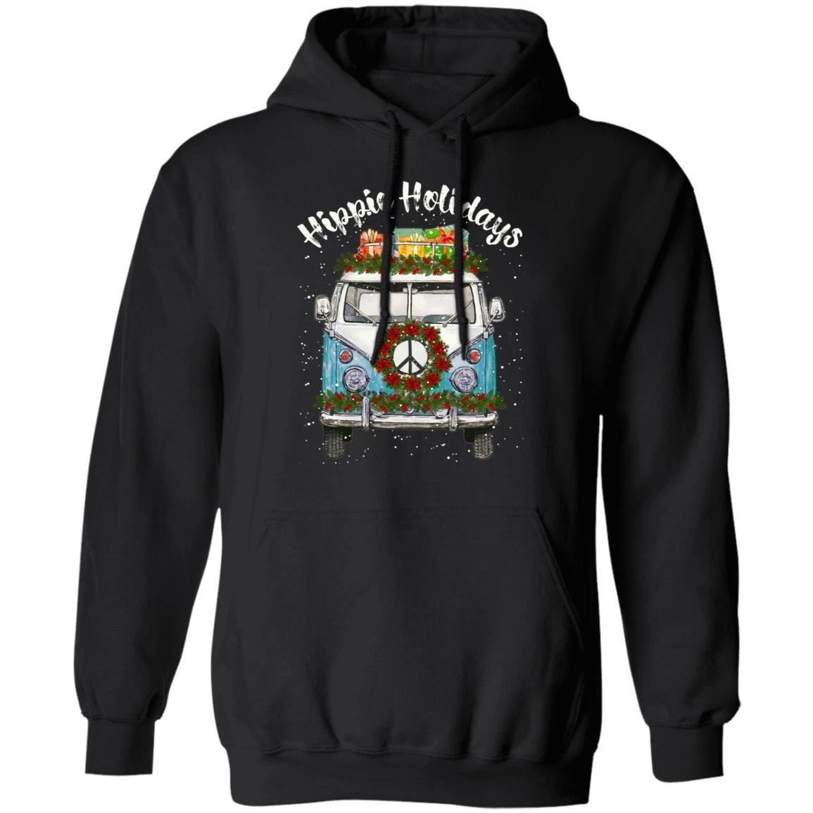 Hippie Holidays Christmas Hippie Van Hoodie Cool Hippie Xmas Gift