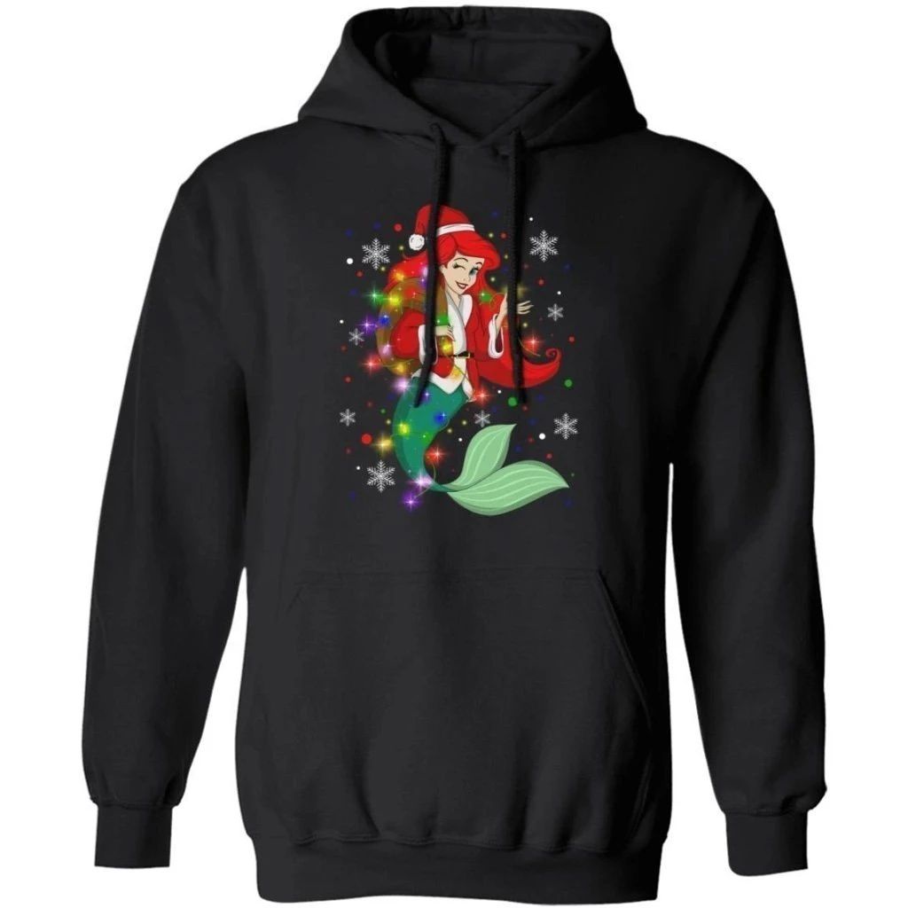 Little Mermaid Ariel Santa In The Christmas Lights Hoodie Lovely Gift