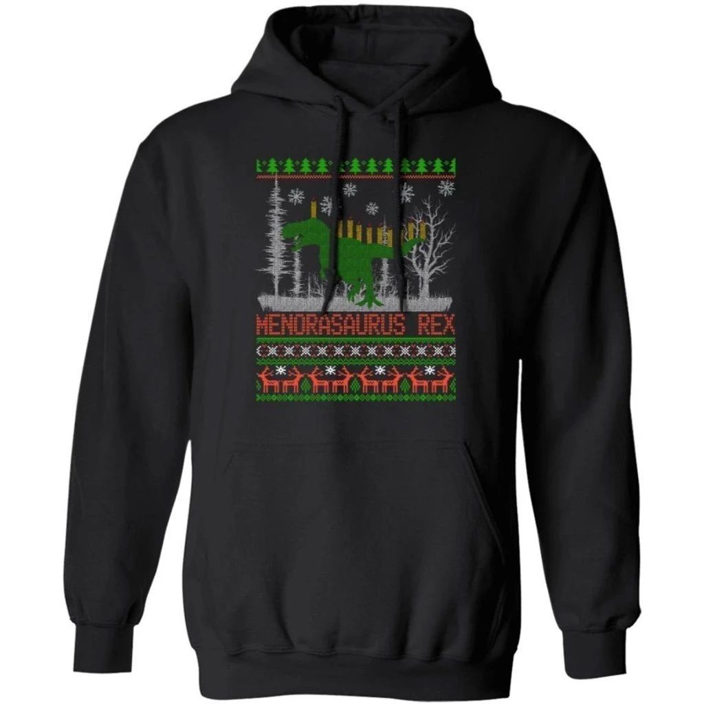 Menorasaurus Rex Dinosaur Ugly Sweater Hoodie Christmas Gift