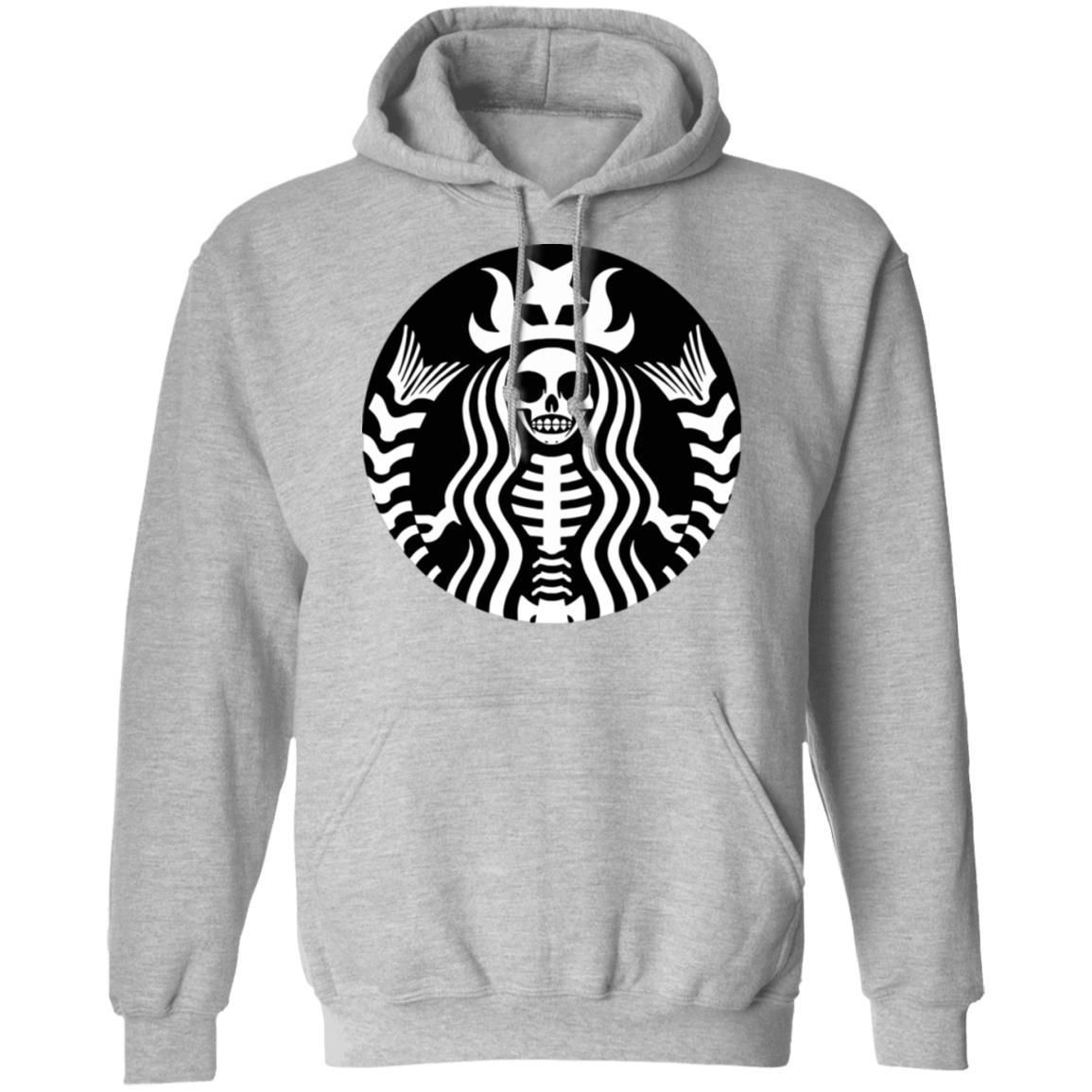 Mermaid Coffee Skeleton Hoodie Funny Starbucks Style