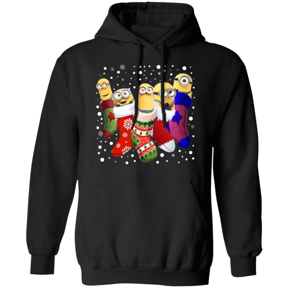 Minions In The Christmas Socks Hoodie Lovely Xmas Gift