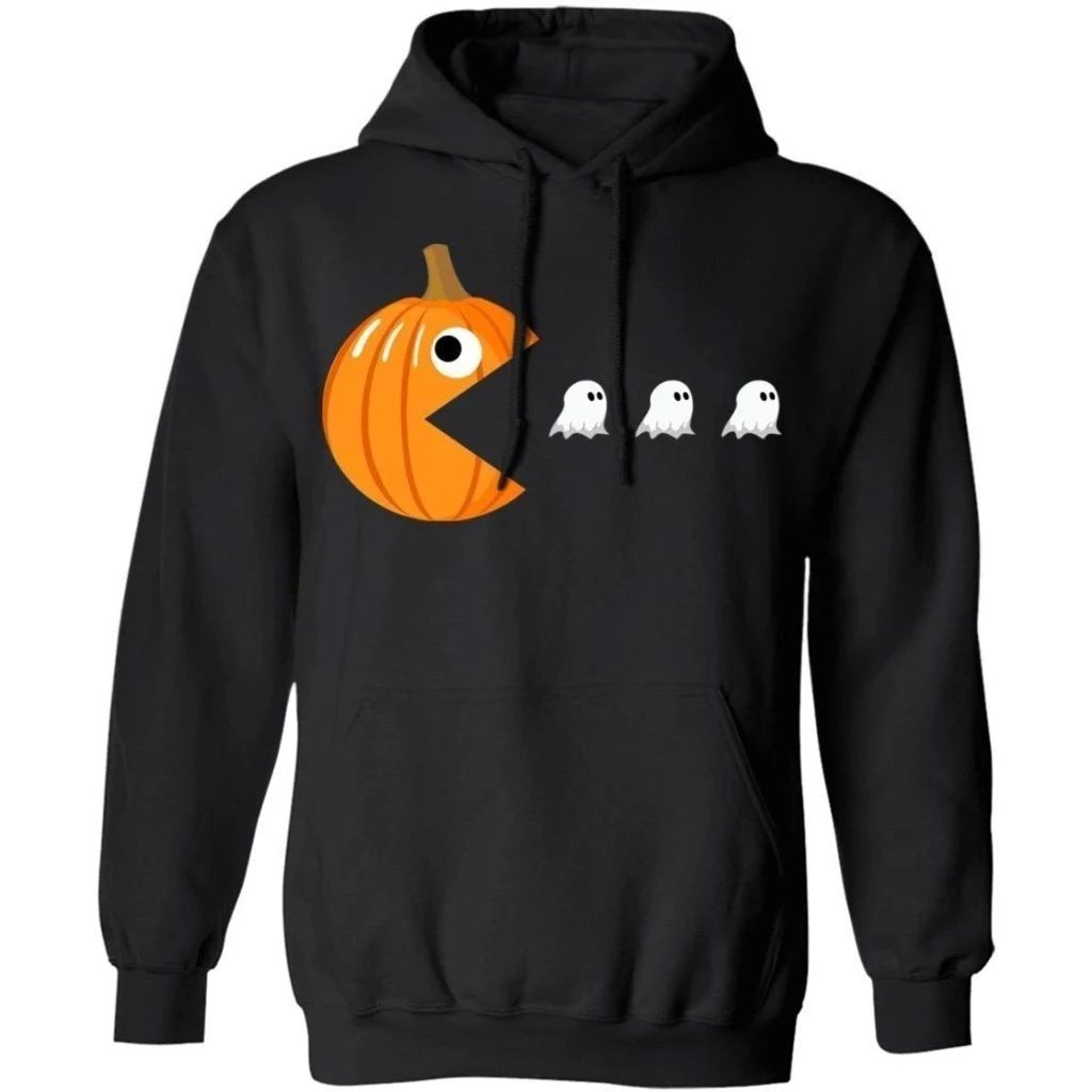 Pacman Pumpkin Eating Ghost Funny Halloween Hoodie Funny Gift