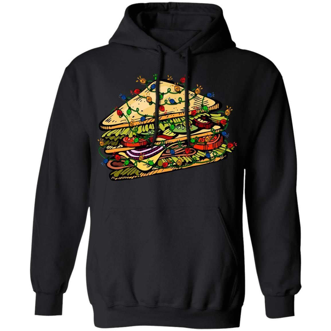 Sandwiches Decorated In Christmas Lights Hoodie Funny Xmas Food Hoodie