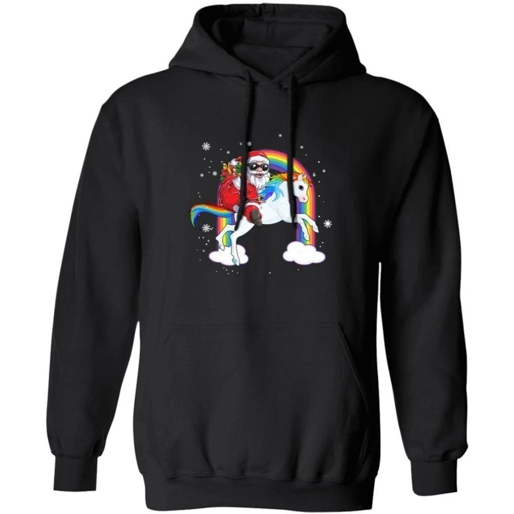 Santa Claus Riding Unicorn Christmas Hoodie Funny Gift