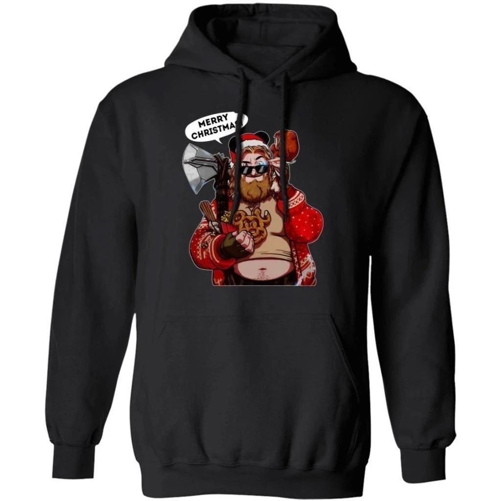 Santa Thor Merry Christmas Hoodie Funny Thor Xmas Gift