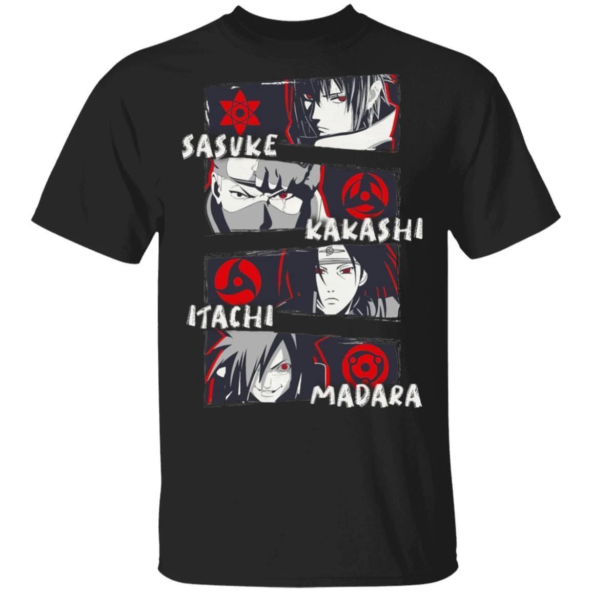 Sharingan Eyes Sasuke Kakashi Itachi Madara T Shirt Naruto Anime Tee