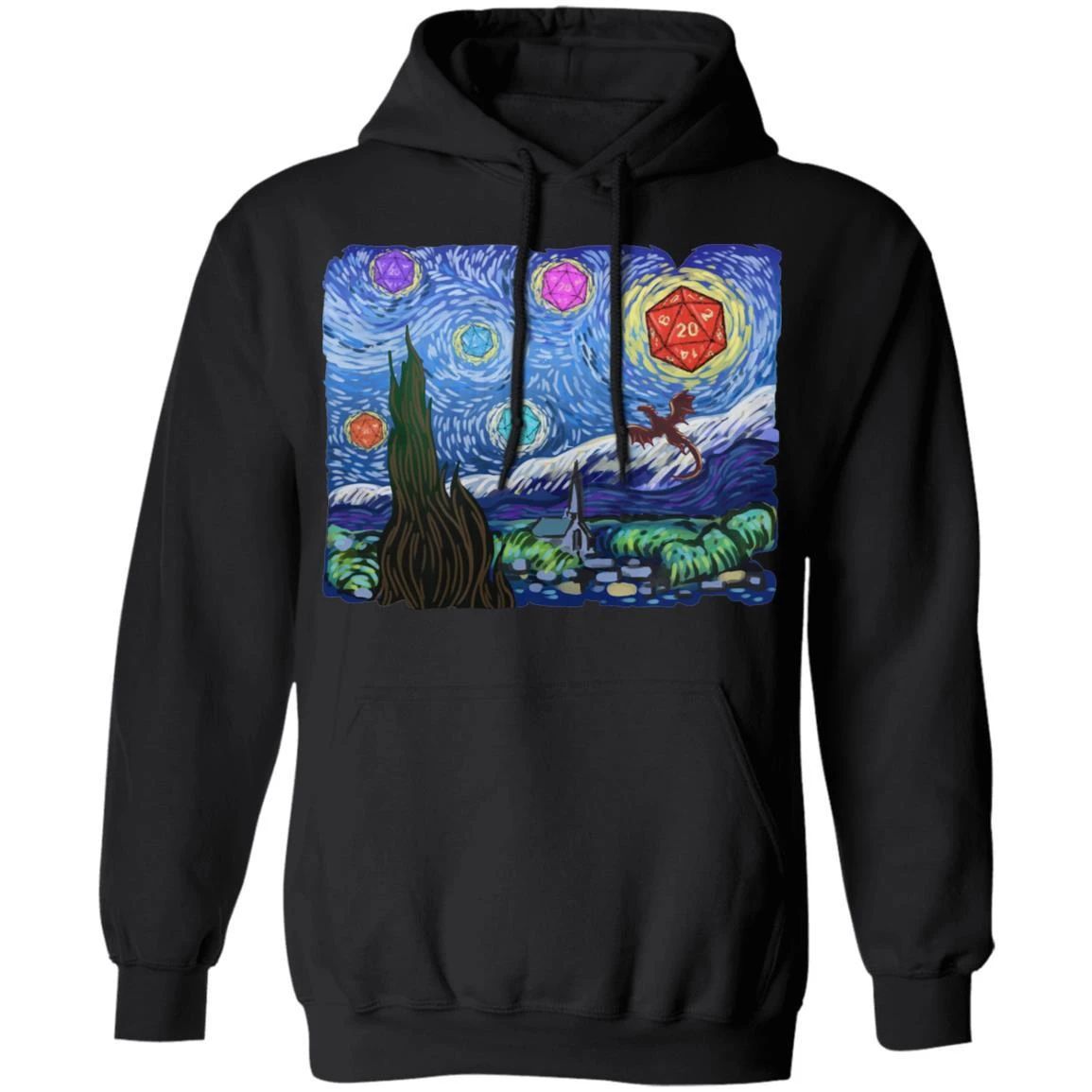 Starry Night Dungeons And Dragons D20 Dice Hoodie Cool Gift