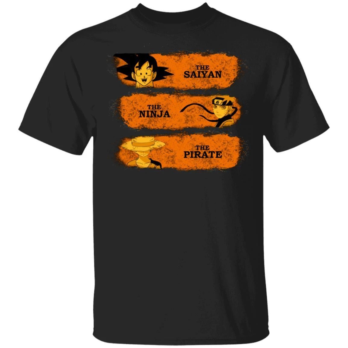 The Saiyan The Ninja The Pirate T Shirt Goku Naruto Luffy Anime Tee